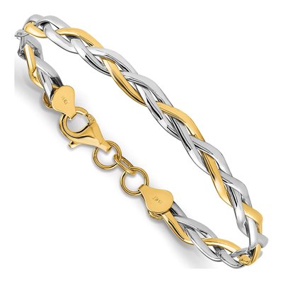 14K Yellow Gold 5.5mm Hollow Twisted Link Chain Bracelet