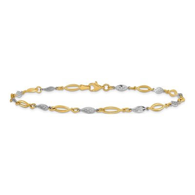14K Two-Tone Gold Fancy Link Anklet – view 4