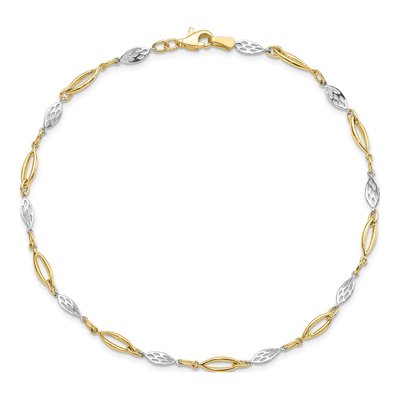 14K Two-Tone Gold Fancy Link Anklet – view 5