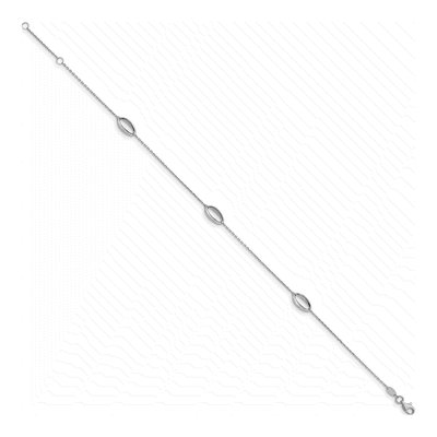 14K White Gold Oval Station Anklet – view 3