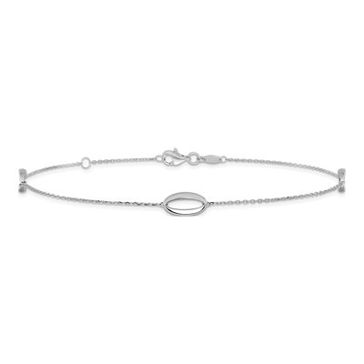 14K White Gold Oval Station Anklet – view 4