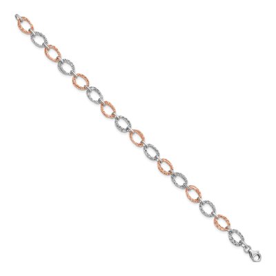 14K Two-Tone Gold Textured Link Bracelet – view 3