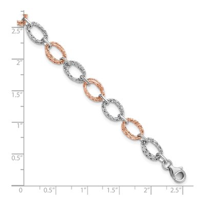 14K Two-Tone Gold Textured Link Bracelet – view 6