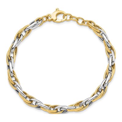 14K Two-Tone Gold Open Link Bracelet – view 5