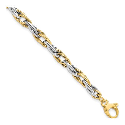 14K Two-Tone Gold Open Link Bracelet