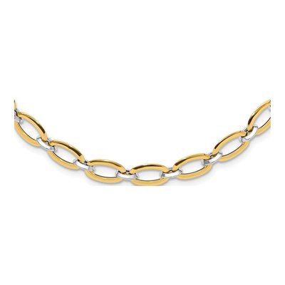 14K Two-Tone Gold 6.79mm Oval Link Chain