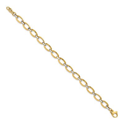 14K Two-Tone Gold Oval Link Bracelet – view 2