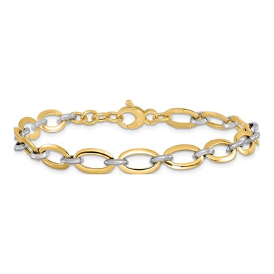 14K Two-Tone Gold Oval Link Bracelet – view 3