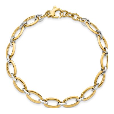 14K Two-Tone Gold Oval Link Bracelet – view 4