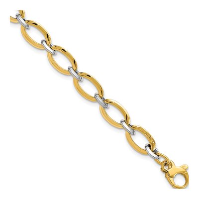 14K Two-Tone Gold Oval Link Bracelet
