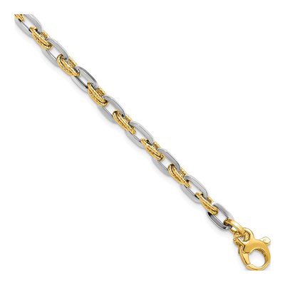 14K Two-Tone Gold Diamond-Cut Open Link Bracelet