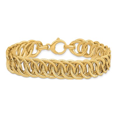 14K Yellow Gold Diamond-Cut Reversible Link Bracelet – view 4