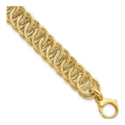 14K Yellow Gold Diamond-Cut Reversible Link Bracelet