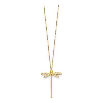 14K Yellow Gold Dragonfly Pendant Necklace – view 3
