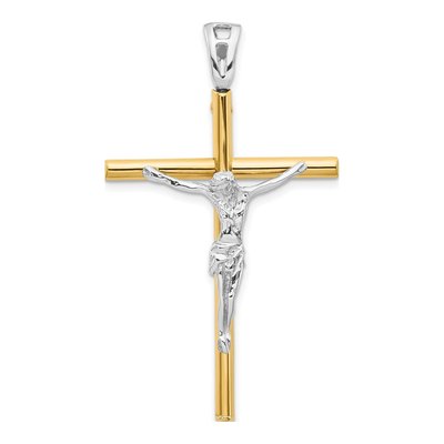 14K Two-Tone Gold Crucifix Pendant