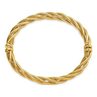 14K Yellow Gold Twisted Hinged Bangle Bracelet – view 3