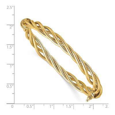 14K Yellow Gold Twisted Hinged Bangle Bracelet – view 4