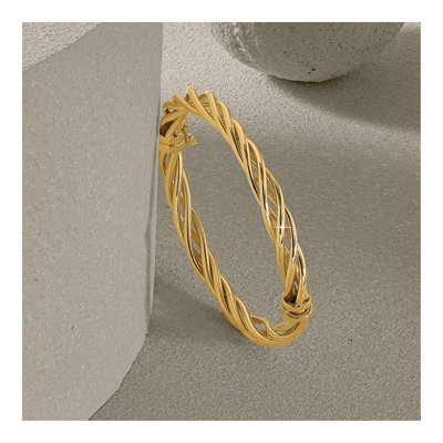 14K Yellow Gold Twisted Hinged Bangle Bracelet – view 6