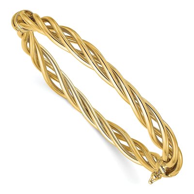 14K Yellow Gold Twisted Hinged Bangle Bracelet