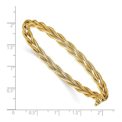 14K Yellow Gold Weaved Hinged Bangle Bracelet – view 3