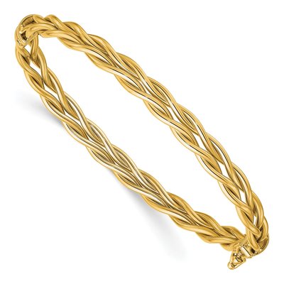 14K Yellow Gold Weaved Hinged Bangle Bracelet