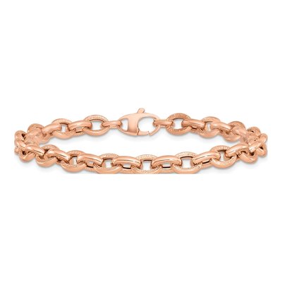 14K Rose Gold Textured Link Bracelet – view 4