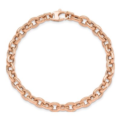 14K Rose Gold Textured Link Bracelet – view 5