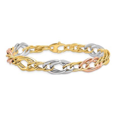 14K Tri-Color Gold Open Link Bracelet – view 4