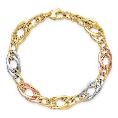 14K Tri-Color Gold Open Link Bracelet – view 5