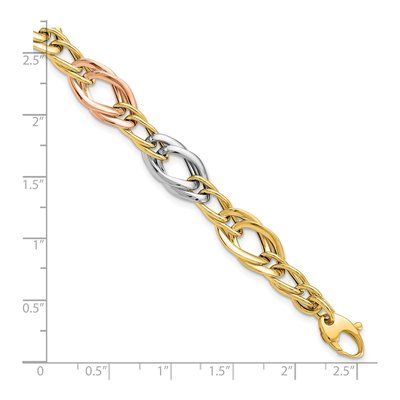 14K Tri-Color Gold Open Link Bracelet – view 6