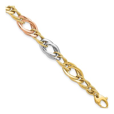 14K Tri-Color Gold Open Link Bracelet