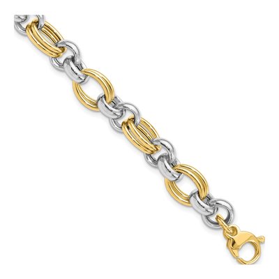 14K Two-Tone Gold Open Link Bracelet
