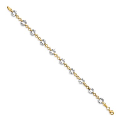 14K Two-Tone Gold 7.75mm Hollow Fancy Link Chain Bracelet – view 3