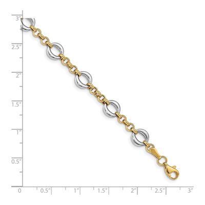 14K Two-Tone Gold 7.75mm Hollow Fancy Link Chain Bracelet – view 6