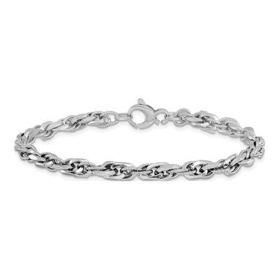 14K White Gold Diamond-Cut Link Bracelet – view 4