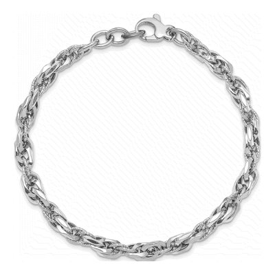 14K White Gold Diamond-Cut Link Bracelet – view 5