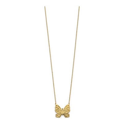 14K Yellow Gold Butterfly Pendant Necklace – view 3