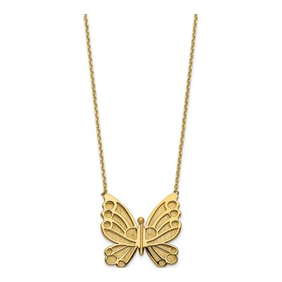 14K Yellow Gold Butterfly Pendant Necklace