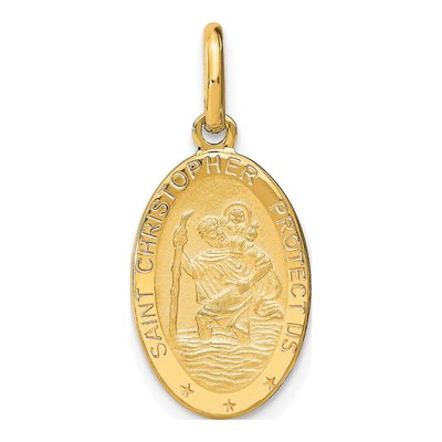 14K Yellow Gold Oval St Christopher Pendant