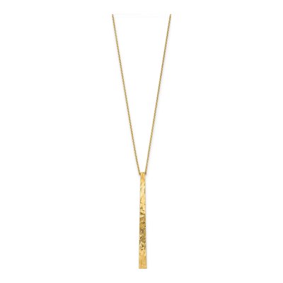 14K Yellow Gold Diamond-Cut Bar Necklace – view 3