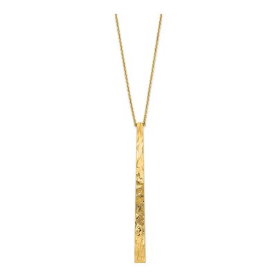 14K Yellow Gold Diamond-Cut Bar Necklace