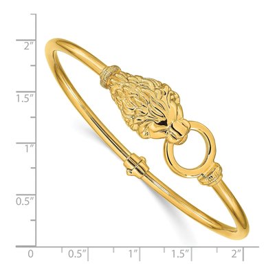 14K Yellow Gold Lion's Head Hinged Bangle Bracelet – view 4