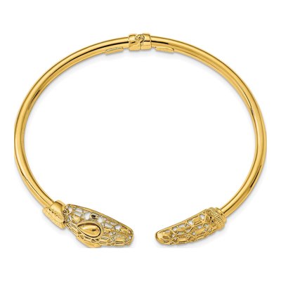 14K Yellow Gold Snake Hinged Cuff Bracelet – view 2