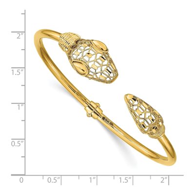 14K Yellow Gold Snake Hinged Cuff Bracelet – view 3