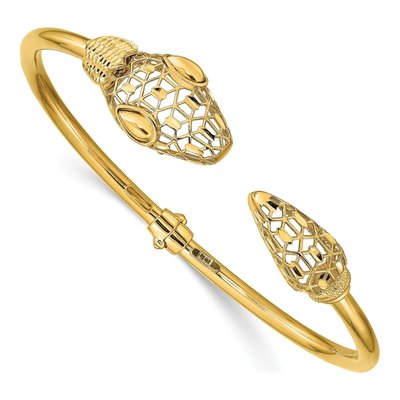 14K Yellow Gold Snake Hinged Cuff Bracelet