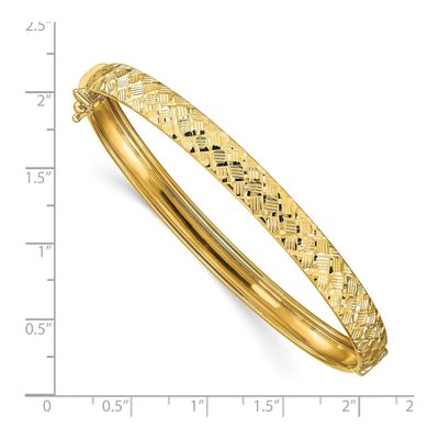 14K Yellow Gold Diamond-Cut Hinged Bangle Bracelet – view 4