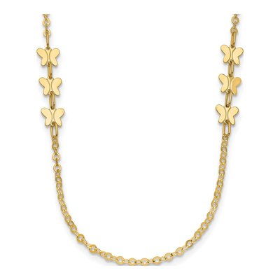 14K Yellow Gold Butterfly Pendant Necklace