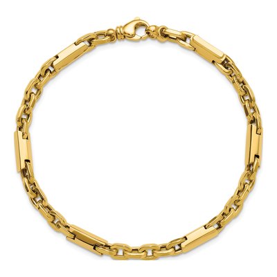 14K Yellow Gold Fancy Bar Link Bracelet – view 5