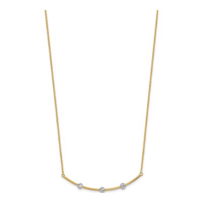 14K Two-Tone Gold Diamond-Cut Bar Necklace – view 3