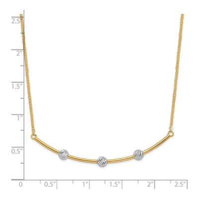 14K Two-Tone Gold Diamond-Cut Bar Necklace – view 4